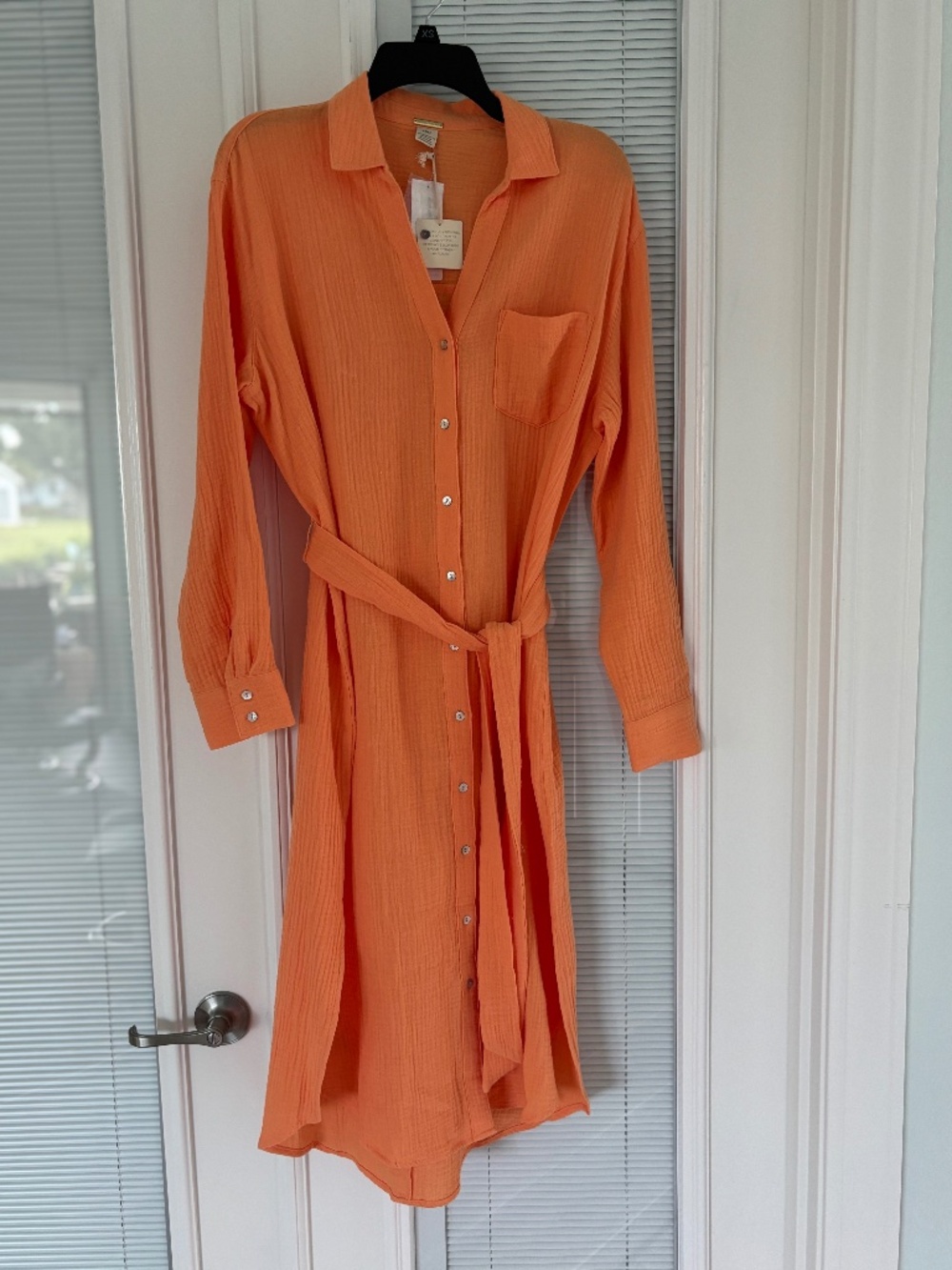 NWT Magaschoni Orange Gauze Dress Sz M